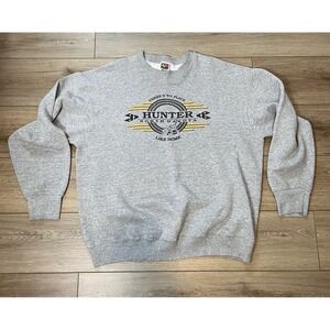 Fruit of the Loom Gray North Dakota Hunter Graphic Sweatshirt Mens XL VINTAGE